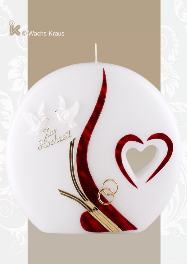 Moderne Hochzeitskerze besondere Form, Herz, rot