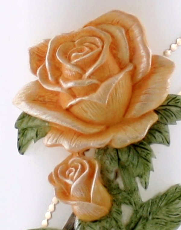 Hochzeitskerze Rosen, apricot-grün