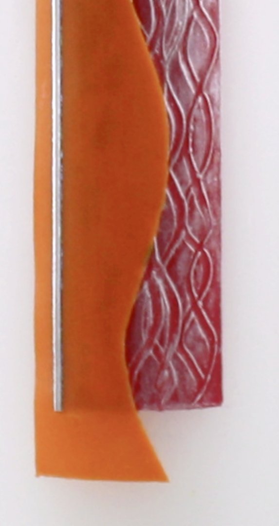 Taufkerze modern, orange-rot, Kreuz mit Fisch